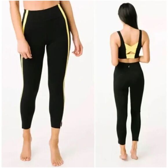 Zyia Active Luxe Yellow Stripe High Waist 7/8 Length Leggings - Picture 15 of 15